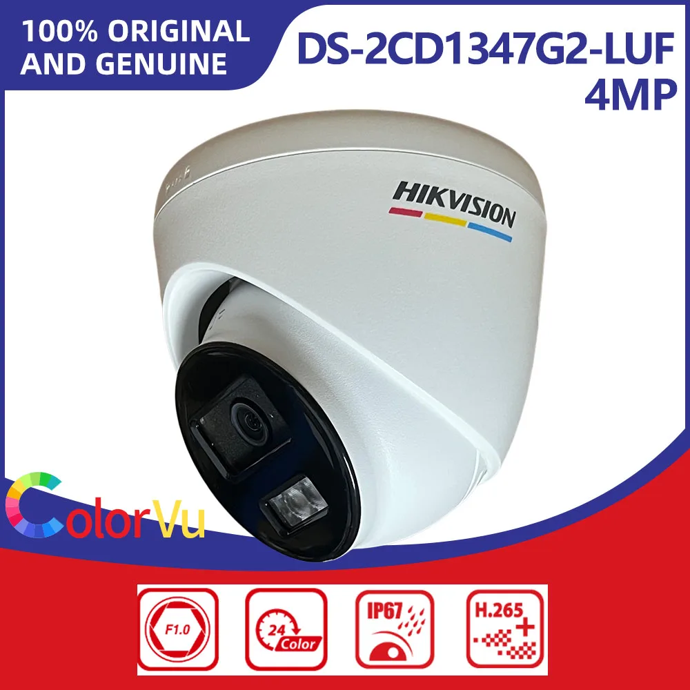 Hikvision DS-2CD1347G2-LUF 4MP ColorVu Turret IP Camera Built-in Mic Smart IR Night Vision Human Vehicle Detection Home Security