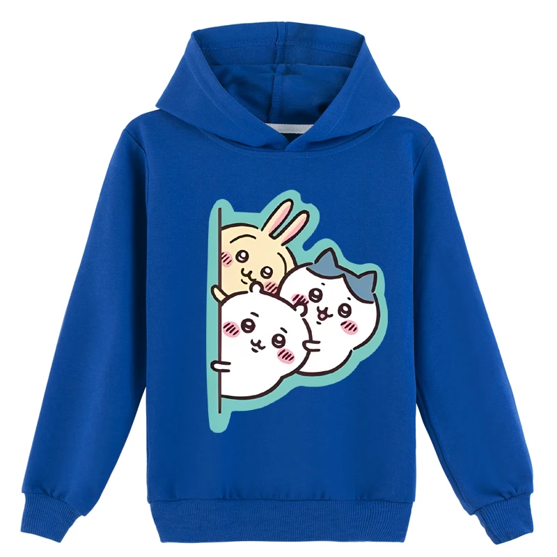 Sweat-shirt à capuche confortable pour tout-petits, pull-over Anime, hauts à manches longues en coton Chiikawa pour 2 à 14 ans