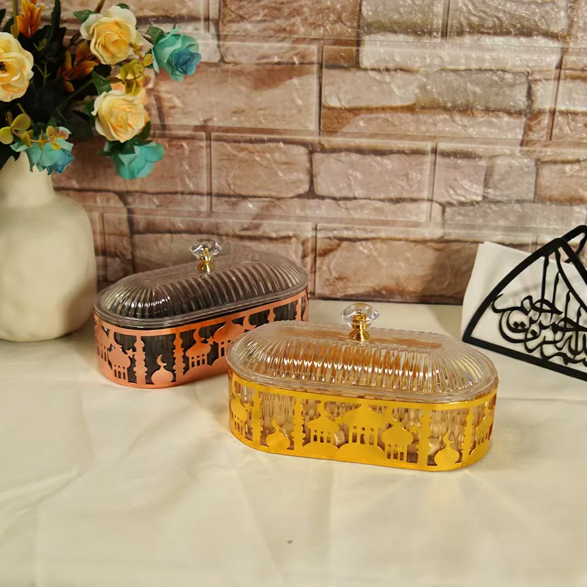 

New Middle East Arabian Festival Electroplated Wrought Iron Tray Snack Box Cake Rack Crafts Ornament