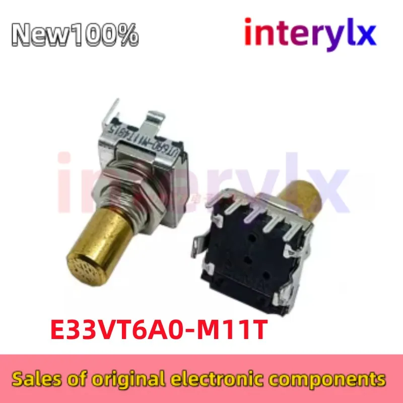 1Pcs/Lot Original ELMA E33VT6A0-M11T E33VT6A0-M11 Rotary encoder 32 positioning with push button switch 5-pin brass shaft 14mm