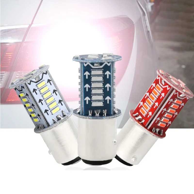 Ampoule LED Stroboscopique 1157 pour Feux de Stop Arrière de Voiture, Lumière de Jour Blanche et Rouge, P21W, BAY15D, 30SMD 4014, 1 Pièce