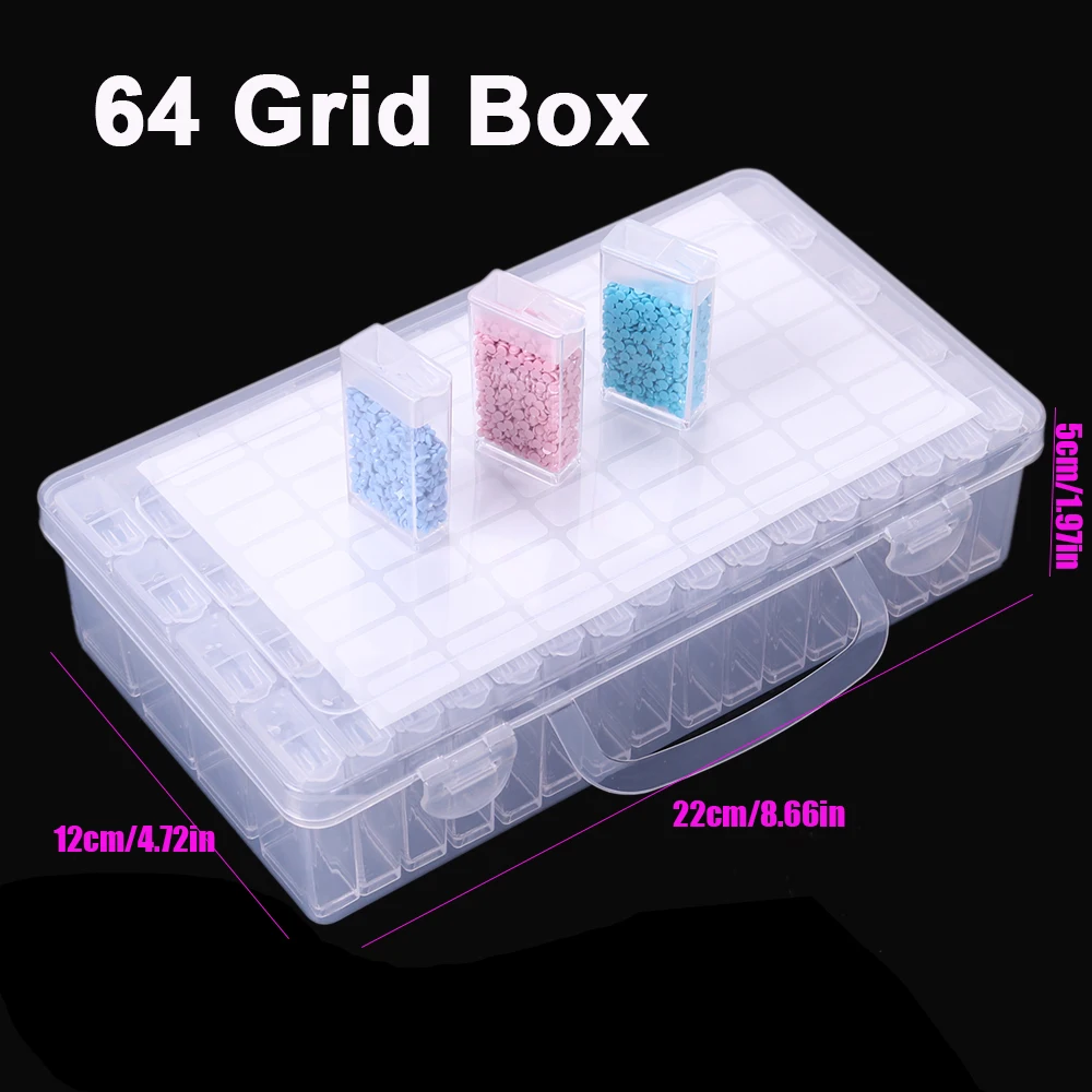 Diamond Painting Storage Containers, Portable Bead Storage Organizer 64 Gird Diamond Painting Accessories (Storage Box)