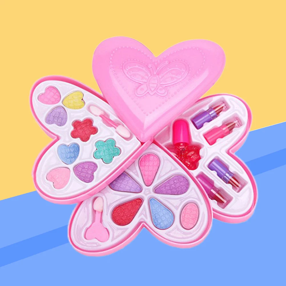 1pc Love Heart Shaped 4-Layer Children's Prepend Play Toys Makeup Box Set Kids Dress Up Cosmetics Kit Toy