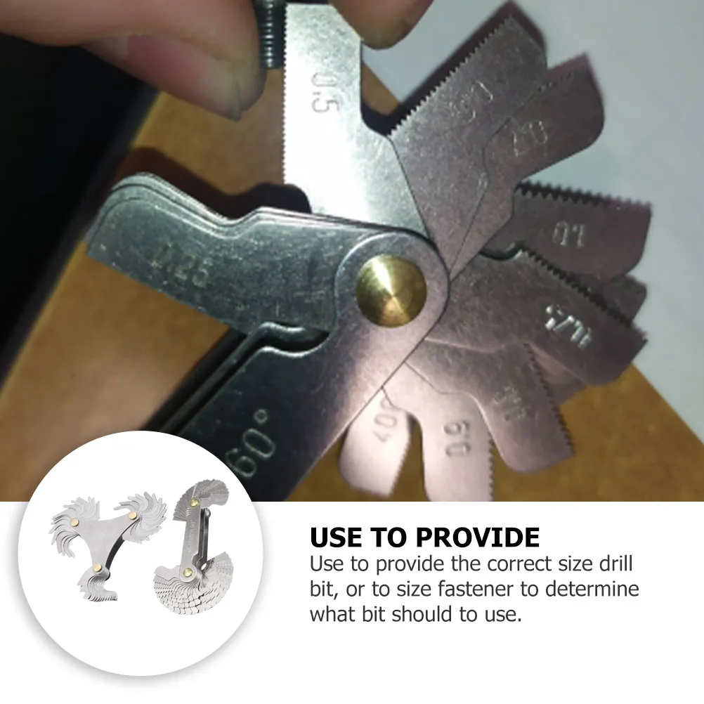

2 Sets Thread Template Screw Measuring Tool Pitch Checker Stainless Steel Gauge Blade Size Fastener Drill Bit Internal External