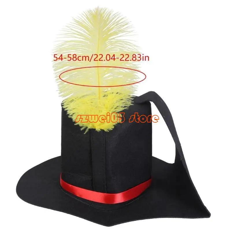 D46C Versatile Black Christmas Hat with Feathered Detailing for Caroler Snowman