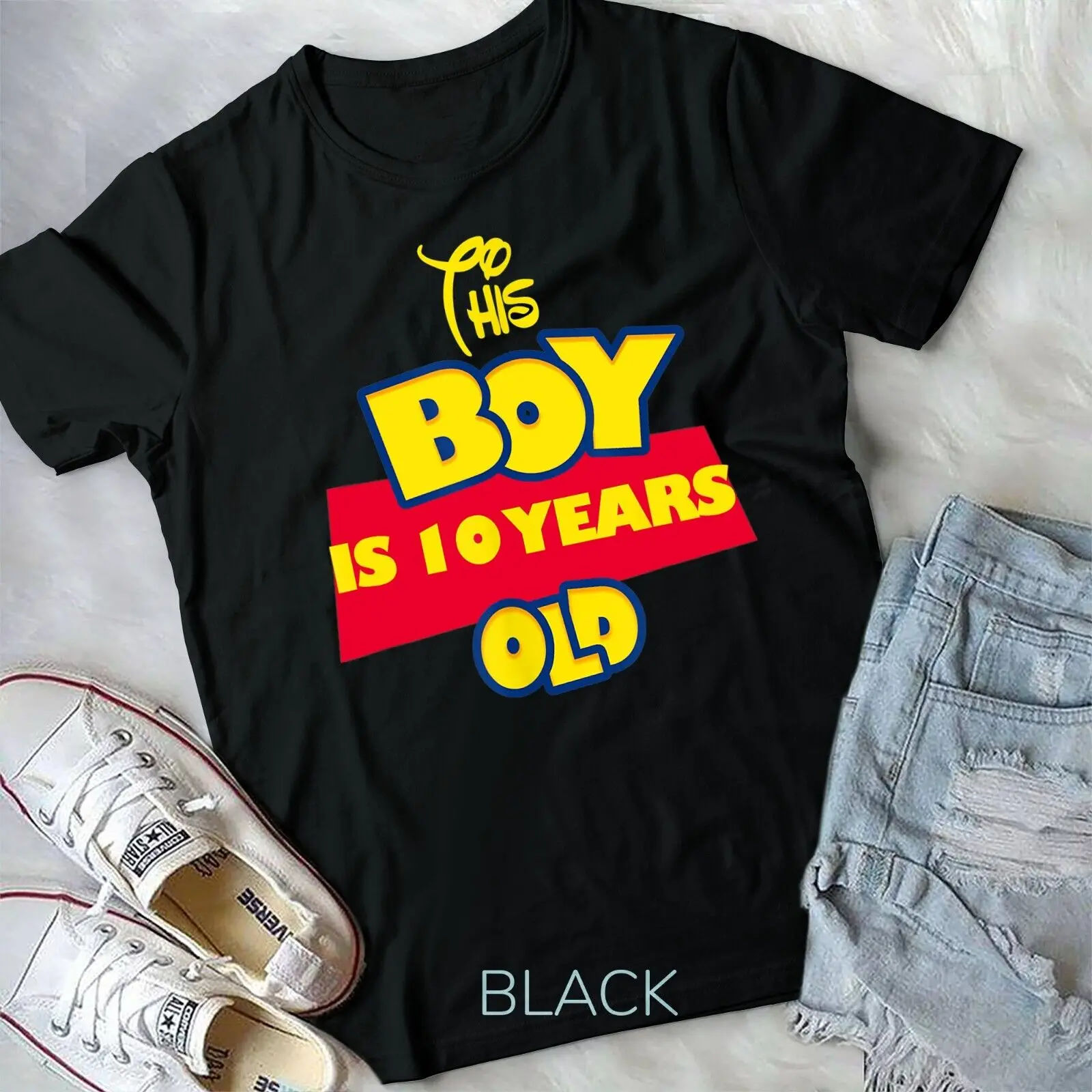 10 Birthday Toy Cartoon This Boy Is 10 Years Old Gift T-Shirt Unisex T-shirt