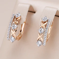 Kinel Fashion Ethnic Pattern Earrings for Women 585 Rose Gold Silver Color Mix Natural Zircon English Earring Daily Fine Jewelry