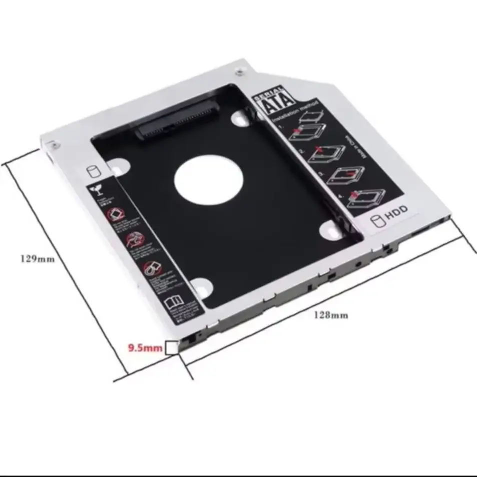 

2nd 2.5 SATA HDD Hard Drive Optical bay Caddy Frame Bracket for HP ProBook 430 G0 G1 G2 G3 HP 340 G1 G2 Swap GU90N GUD1N DVD ODD