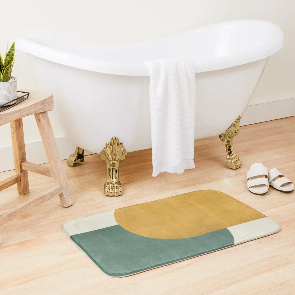 

Half Circle Colorblock - Gold Green Bath Mat Bathroom Rugs Anti-Slip Bathtub Bathroom Items Kitchen Carpet Mat