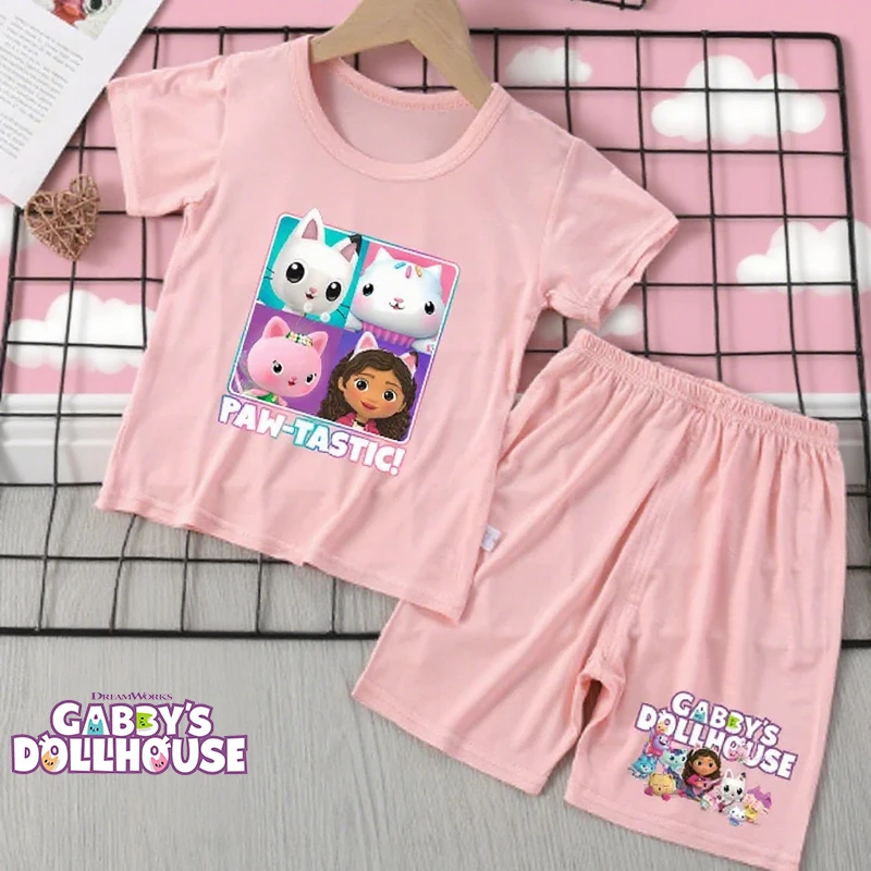 

Gabby Dollhouses Children's Pajama Set Boys Girls Short-sleeved Clothes Shorts Suit Baby Summer Thin Pajamas HomeBaby Home Wear