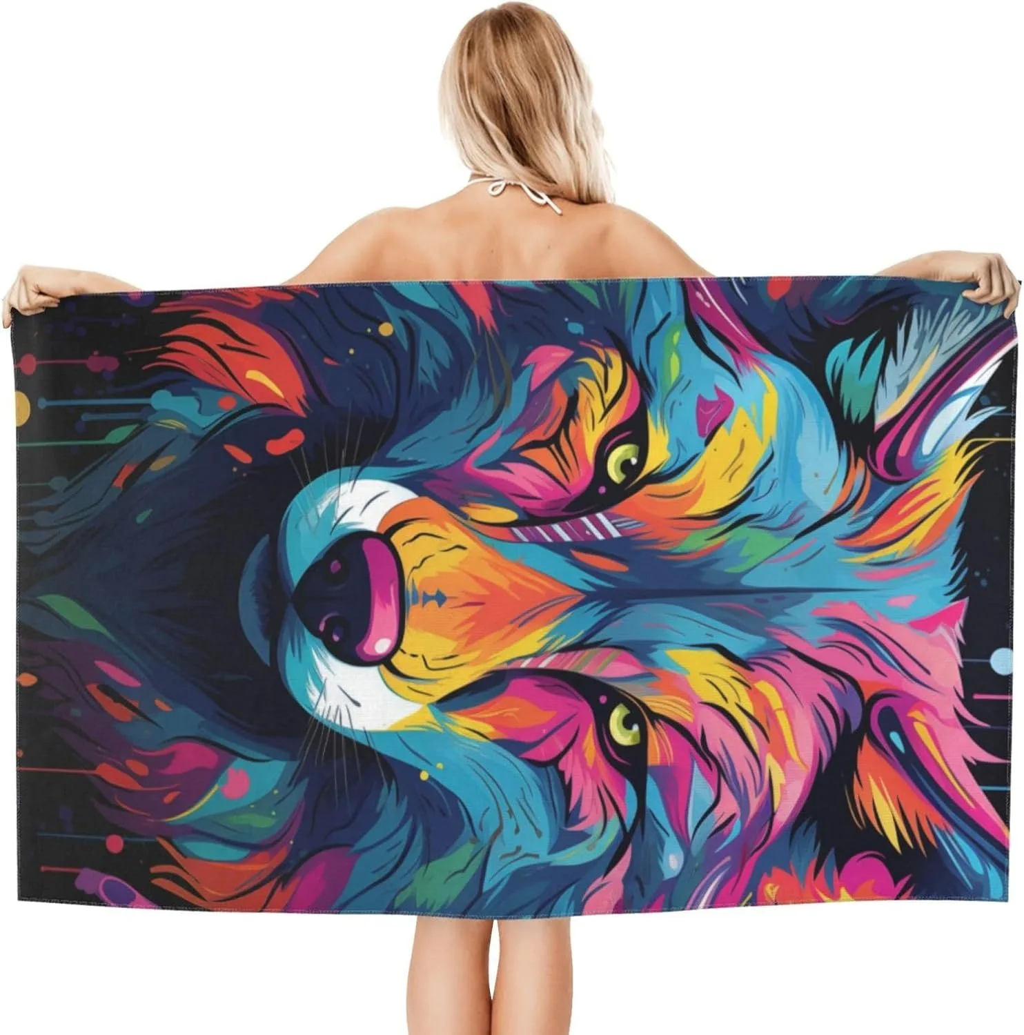 Wolf arts pattern Beach Towel for Family stuff friend Gifts Quick-Dry Towel For Bath Yoga Tourism Beach GYM Camping Swimming