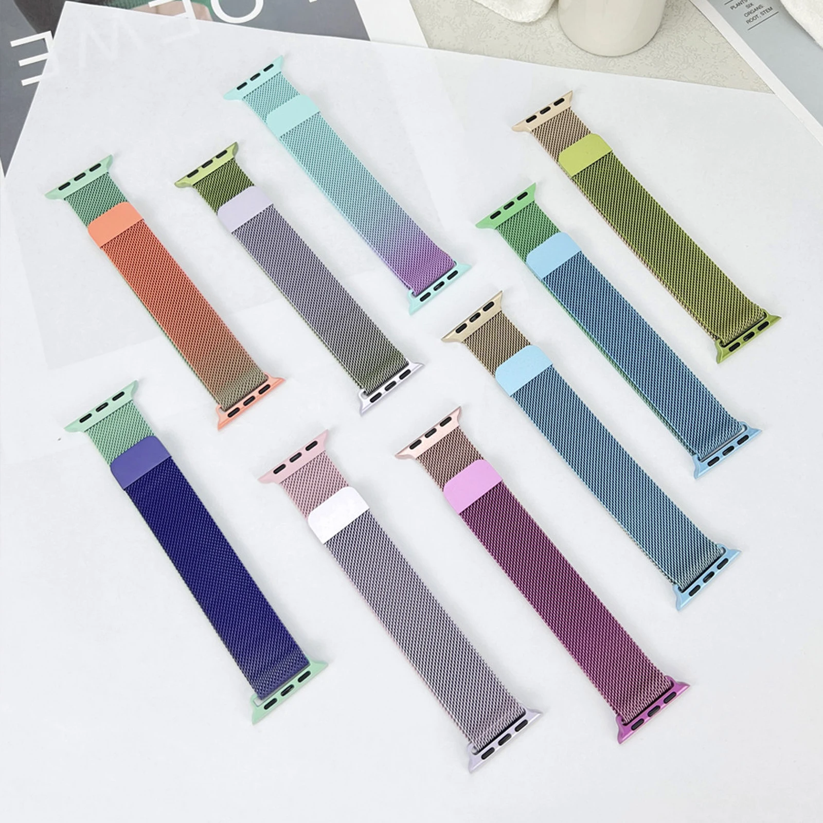 Magnetic Milanese Loop for Apple Watch 42mm 41mm 46mm 45mm 49mm Stainless Steel Band with Clasp for Ultra 3/2 Series 11 10 9 8 7