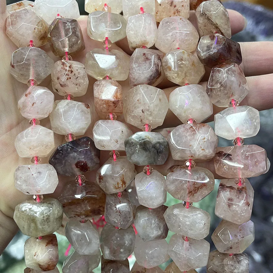 

Natural Red Gum Flower Crystal Handmade Irregular Faceted Loose For Jewelry Making DIY Necklace Bracelet 15'' 13-18mm