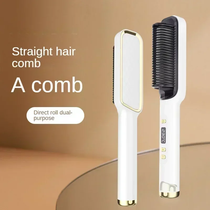 Multifuncional Aquecimento Elétrico Alisamento De Cabelo, Curling Iron, Negativo Ion Alisamento Pente, Anti-Scald Styling Tool