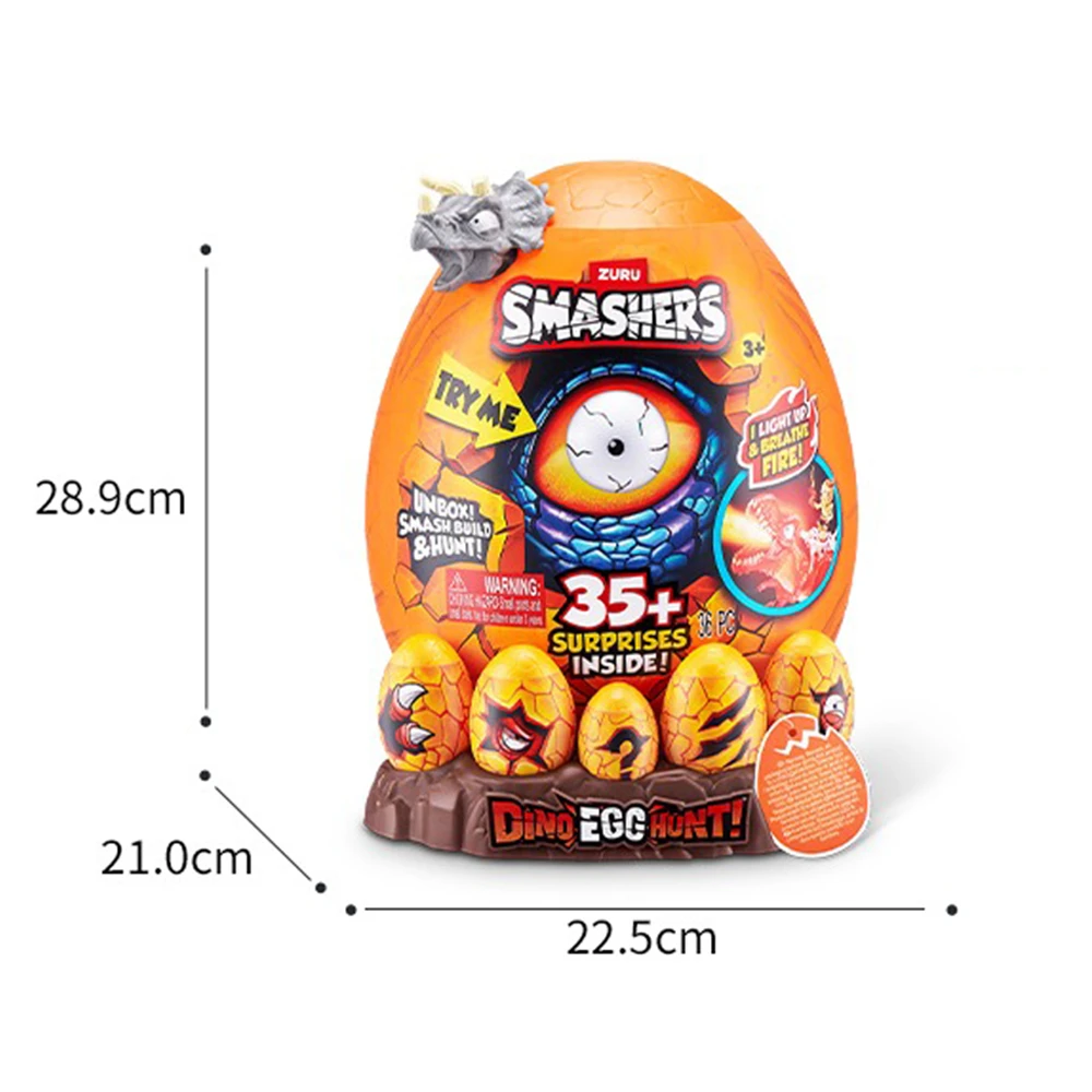 ZURU Smashers Dino Egg Hunt Light-Up Fire Breathing Dinosaur Themed Treasure Hunt Toy Verzamelspeelgoed voor jongens en kinderen