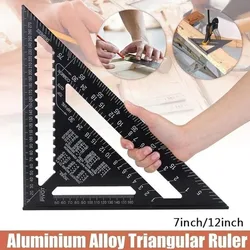 7/12inch Metric Aluminum Alloy Triangle Angle Ruler Protractor Woodworking Measurement Tool Quick Read Square Layout Gauge