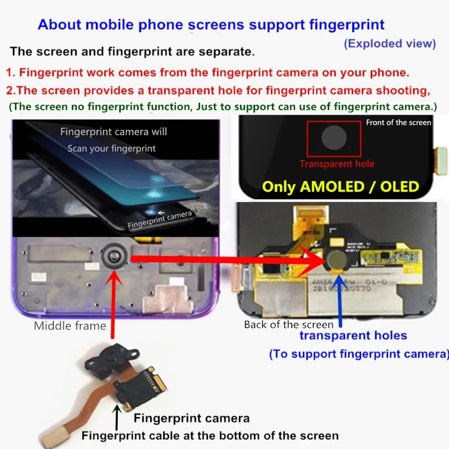 6.39\'\' Amoled x27 Display for Vivo V15 Pro LCD Display for Vivo X27 LCD Touch Panel Assembly Screen Digitizer Replacement Parts