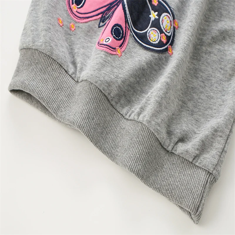 Jumping Meters Modische Mädchen-Sweatshirts mit Schmetterlingsmotiv für Kleinkinder, Kinderkleidung, Herbst, Frühling, Sport, Baby-Kapuzenshirts, Kleidung, Hemden – Detail 6