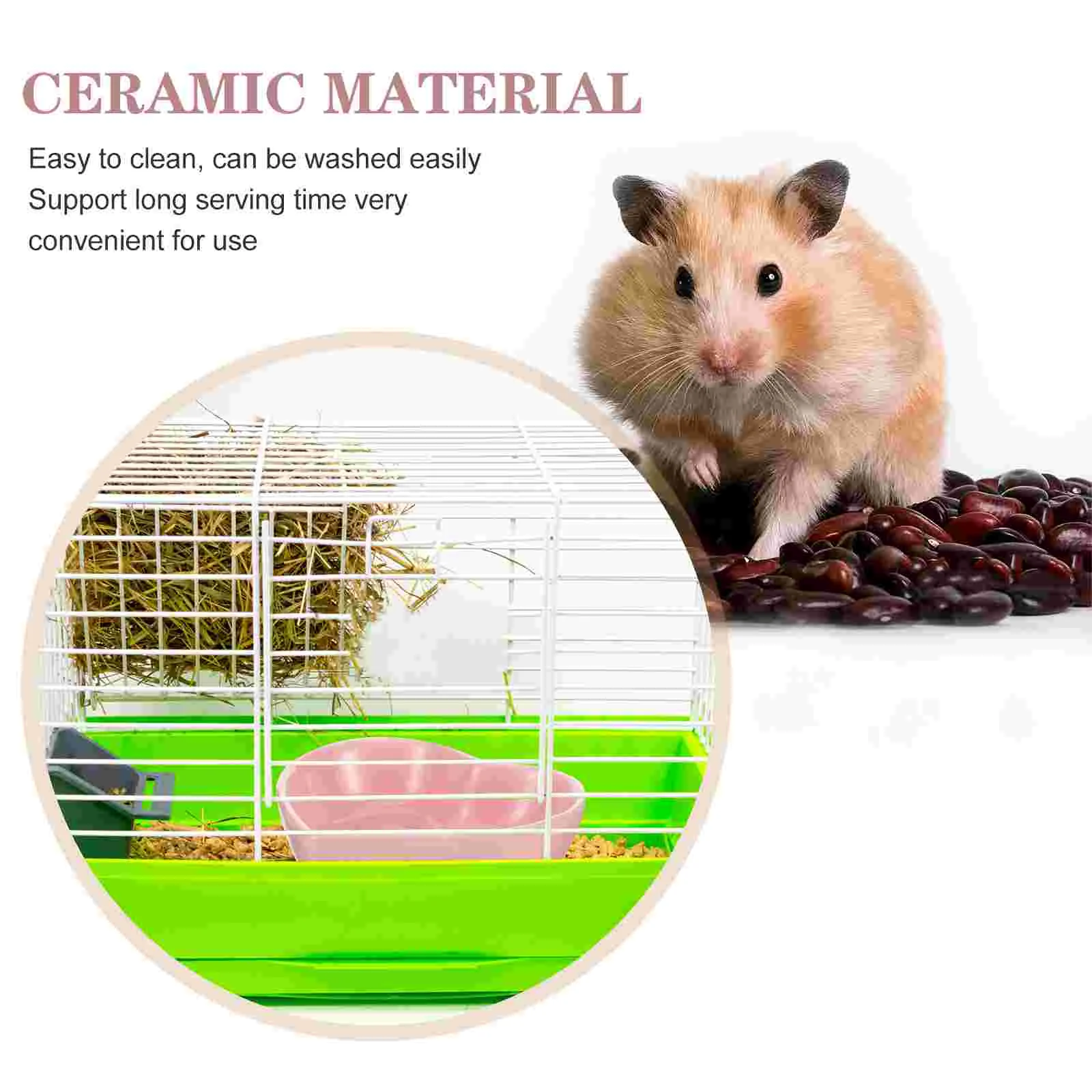 Pet Bowl Accessory Cat Food Plate Pink Small Animals Ceramics Dwarf Hamster Feeding