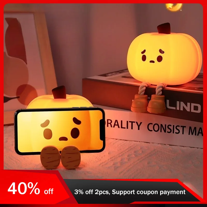 

9,5 см/3,74 дюйма Хэллоуин Тыква Призрак Ночь Теплый Свет Мультфильм Настольный 3D Светящийся Светодиодный Декор Спальни Коллекционные Забавные Подарки