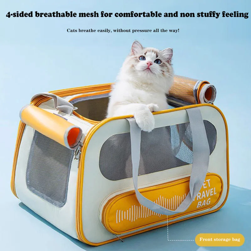 

Foldable Cat Backpack 20lbs Breathable Mesh Roll-up Shade Curtain Removable Access Portable Shoulder Handheld Carrier for Travel