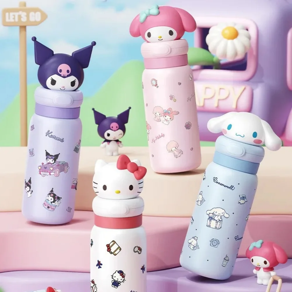 

Натуральная термос Sanrio 316, нержавеющая сталь Hello Kitty Melody Kuromi, портативная изолированная бутылка для воды с героями мультфильмов для студентов, подарки