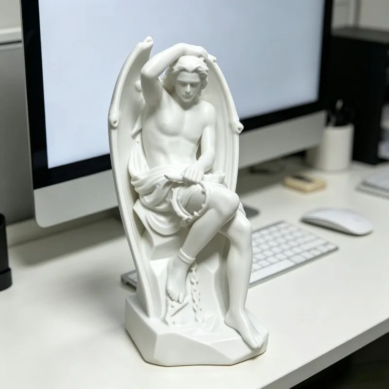 3D Printed Lucifer Figure Beige Desktop Ornament Anime Sculpture Bookshelf Decor Collectible Model Gift For Hobby Collection