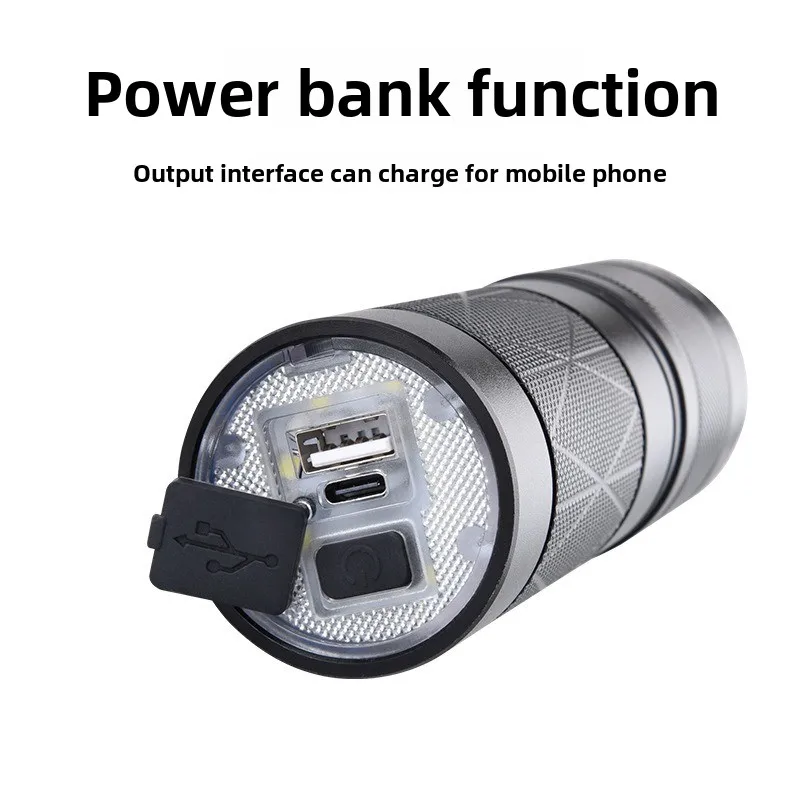 مصباح يدوي تكبير من سبائك الألومنيوم: عمر بطارية طويل للغاية مع مصباح LED على الذيل، عمر بطارية عالي، محمول، مناسب للاستخدام الخارجي