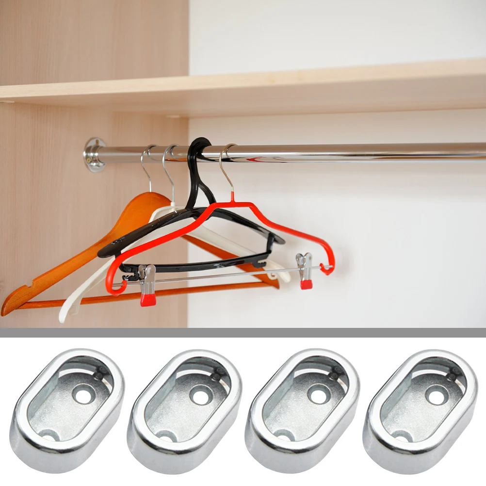 

10pcs Aluminum Alloy Closet Rod Bracket Base Clothes Rail Holder For Wardrobe Heavy Duty Hanger Holder Rail Base