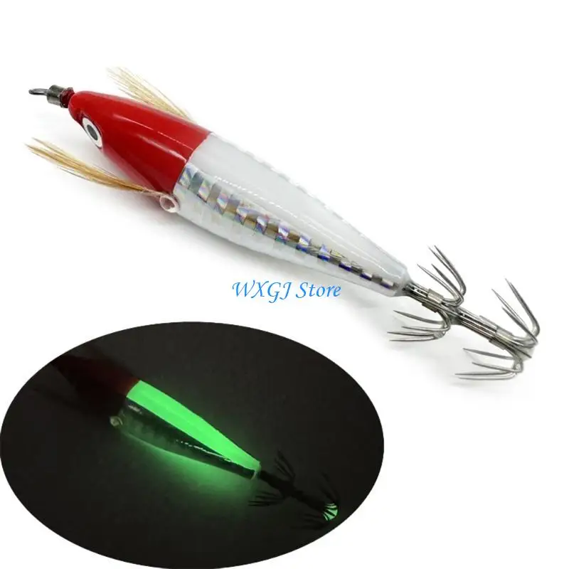 37JE Glow Squid Jig Hook Floating Horizontal Shrimp Lure Baits Glow Jig Hook