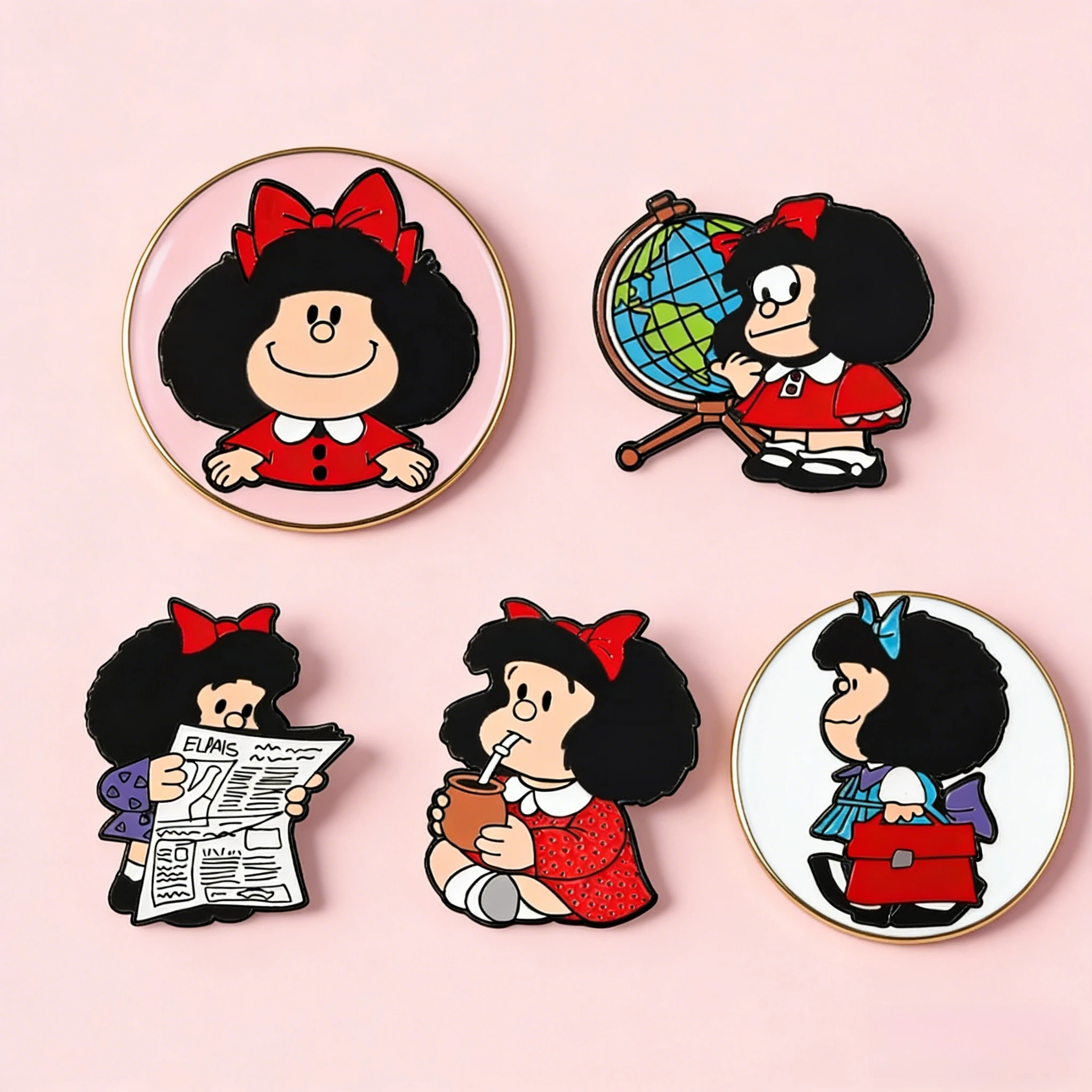 Broche de esmalte de personaje de anime Mafalda, pin individualizado para mochila, ropa, joyería, insignia de metal, accesorios, regalo