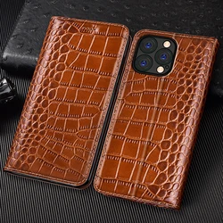 Crocodile Genuine Leather Flip Case For iPhone 7 8 Plus X XS XR 11 12 13 14 15 16 16E Pro Plus Max Wallet Phone Cover Cases