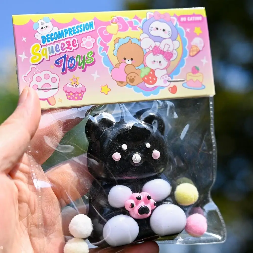 Criativo silicone preto gato squeeze brinquedo dos desenhos animados alívio do estresse tpr brinquedo sensorial ultra macio pitada descompressão 3d brinquedo fidget