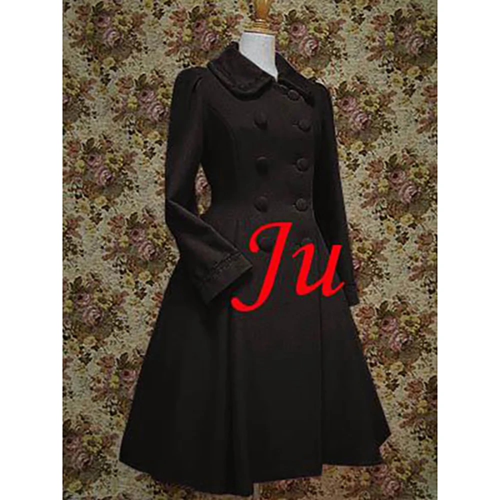 

fondcosplay gothic Lolita Punk Wool black Coat Jacket Dress Cosplay Costume CD/TV[CK460]