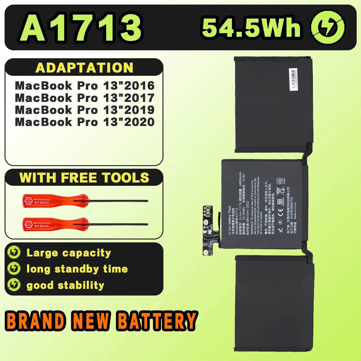 SAT A1713 New Laptop Batteries Replacement For Apple A1708 2016-2017Year MacBookPro(13