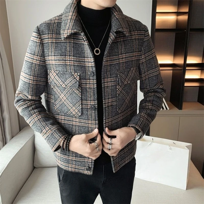 

​Men's Slim Fit Wool Coat Autumn Winter Korean Design Casual Outerwear​