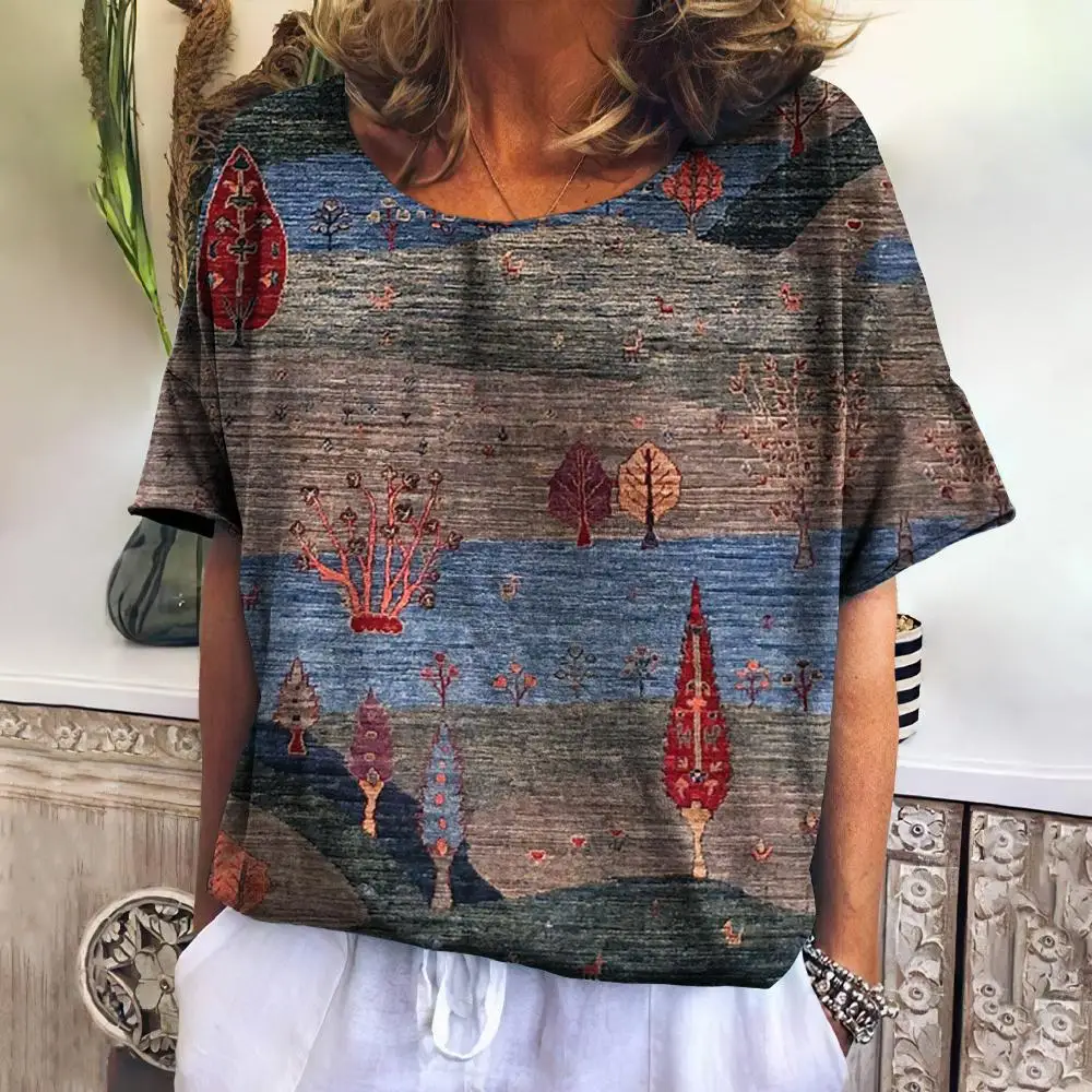 Summer Plaid T Shirt For Women O Neck Casual Sweatshirt New Tees Harajuku Clothing Loose Short Sleeve Blouse Female Fashion Tops image 3