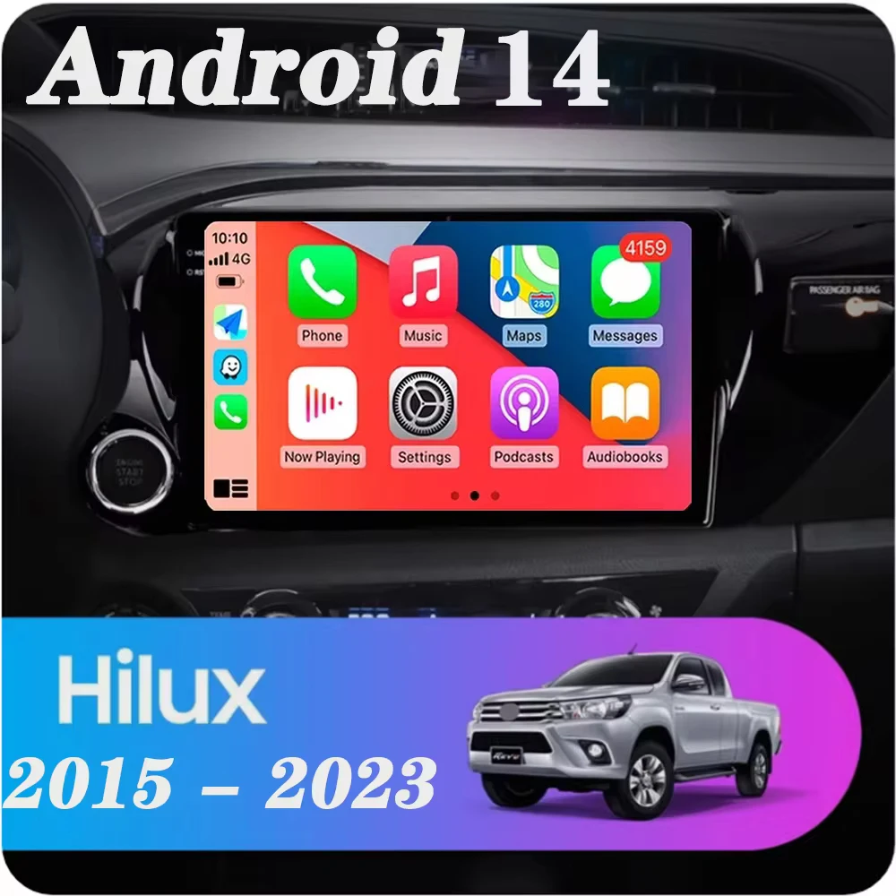 أندرويد 14 راديو السيارة Carplay الوسائط المتعددة لتويوتا هايلكس بيك اب AN120 2015 - 2023 LHD مشغل فيديو ستيريو GPS WIFI + 4G BT #2