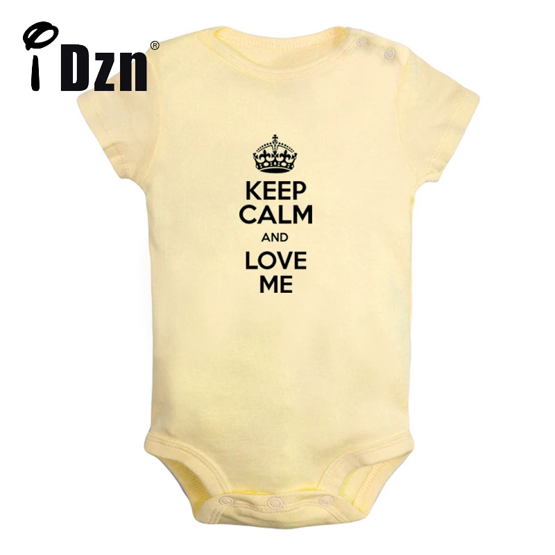 

iDzn NEW Keep Calm And Love Me Cute Baby Fun Print Rompers Boys Girls Bodysuit Infant Short Sleeves Jumpsuit Kids Soft Clothes