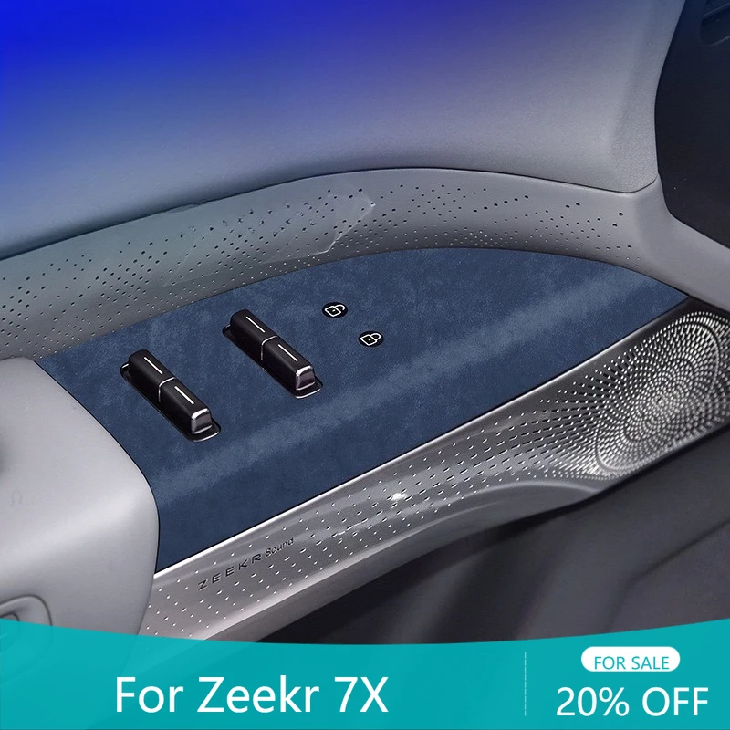 

Для Zeekr 7X 2024 2025: Защитные наклейки из микрофибры (замши) для панели управления стеклоподъемниками дверей, аксессуары из замши