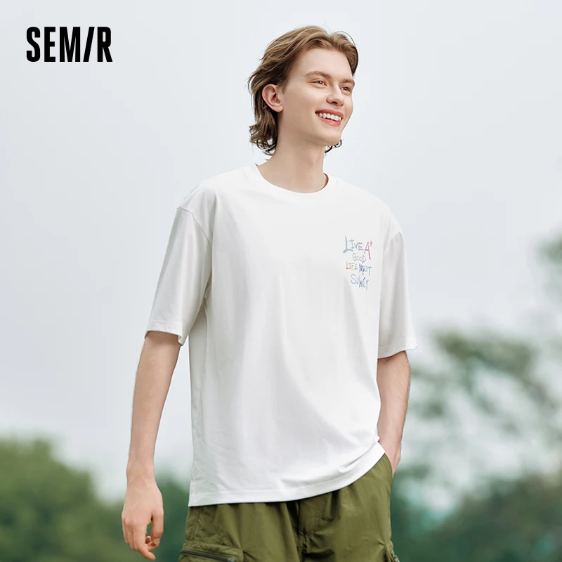 Semir Short-Sleeved T-Shirt Men 2024 Summer New Creative Graffiti Print Couple Outfit Moisture-Wicking Sweat-Absorbing T-Shirt