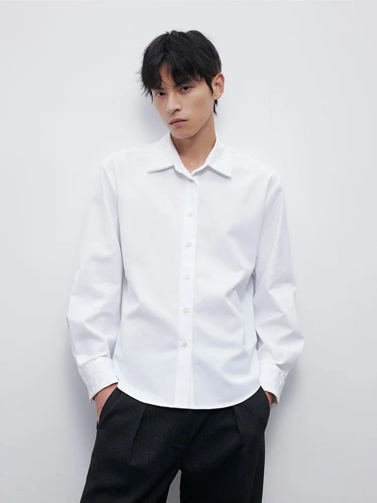 

Elegant Long Sleeve Embroidered Collar Casual Shirt Men's Polyester Blend Fabric Resistant to Deformation Spring 2026 China