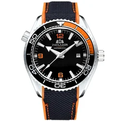 Automatic Watch for Men Mechanical Canvas Rubber Strap Orange Blue Red Luxury Reloj Hombre Baratos