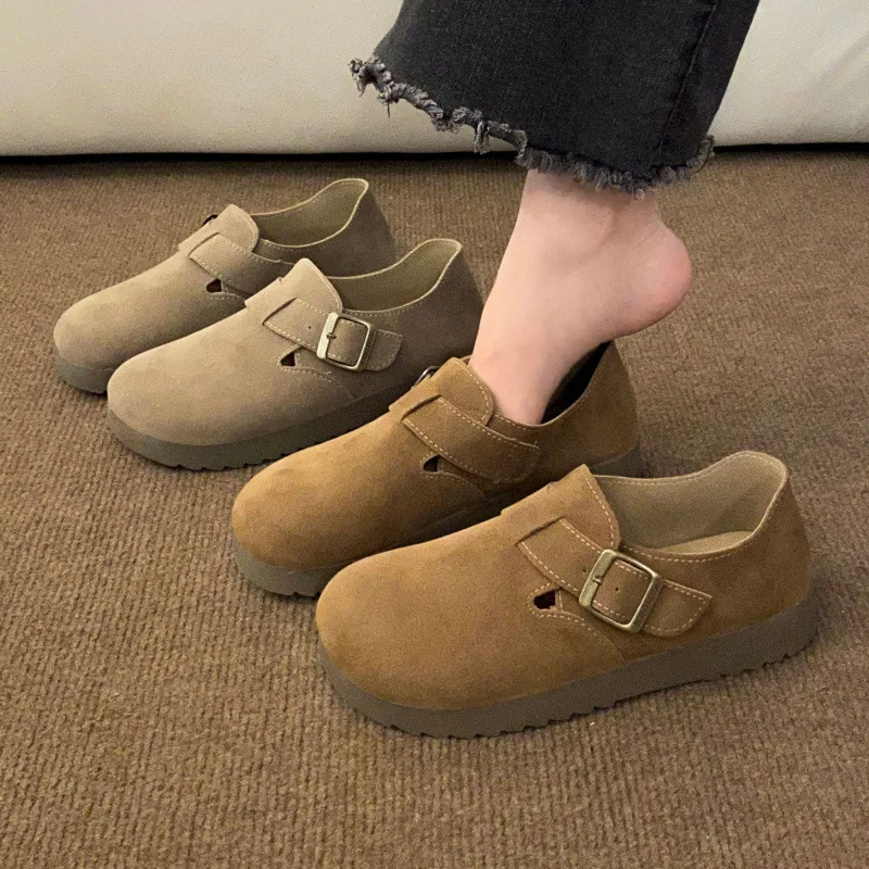 

Thick-soled fully enclosed women's shoes autumn winter slip-on single shoes comfortable Melade vintage loafer-style flat shoes