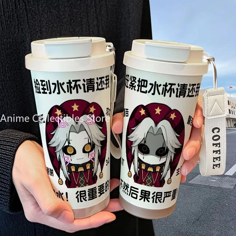 Botella de agua creativa y bonita de 520ml, taza de agua The Freak Circus Pierrot, taza de agua con pajita de Anime, taza de café de gran capacidad