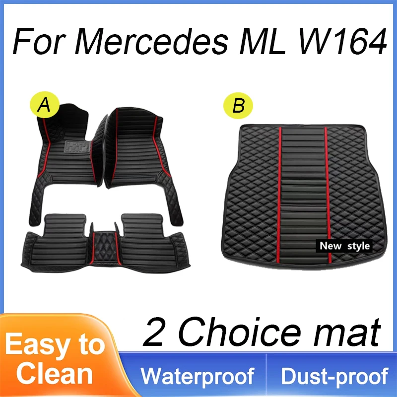 

Custom Automotive Car Floor Mats For Mercedes ML W164 2005 2006 2007 2008 Auto Luxury Leather Men Women Car Mats Full Coverage