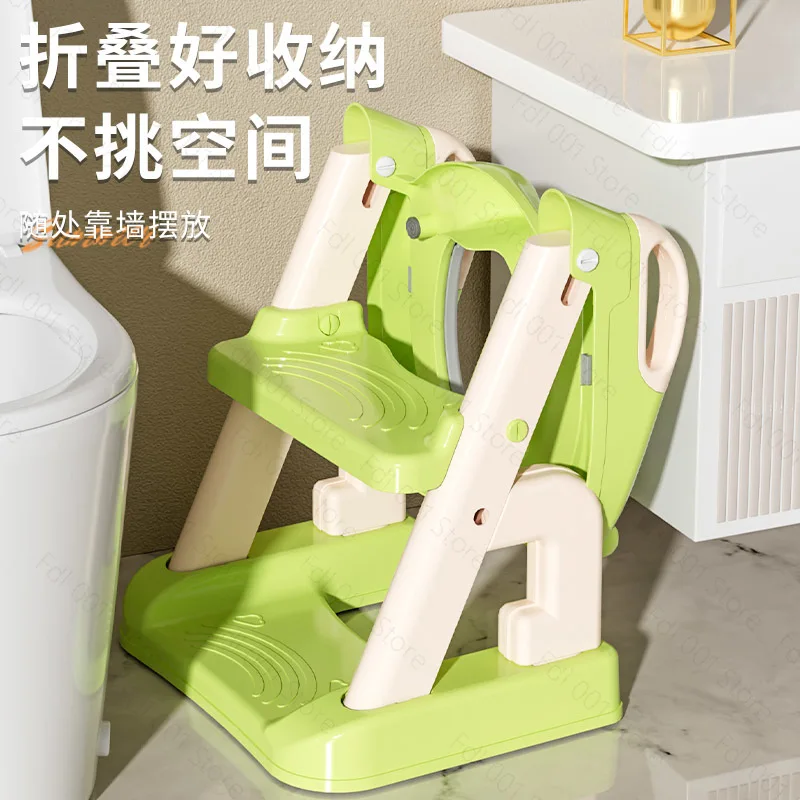 2026 Children's Portable Toilet Staircase Ladder with Cushion Cover for Boy Girl Baby Folding Rack Toilet Seat Household Toy