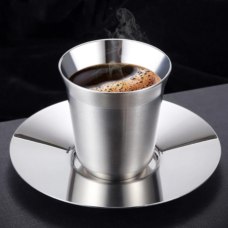 Double Wall Stainless Steel Coffee Mug 80ml/160ml Portable Cup Travel Tumbler Coffee Jug Milk Tea Cups Office Water Mugs
