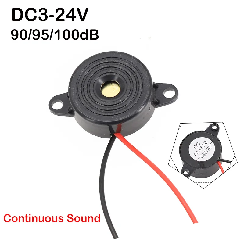 1Pc Alarm High-decibel DC3V-24V 90-100dB Electronic Buzzer Beep Tone Alarm Ringer Continuous Sound Backup Alarm Horn