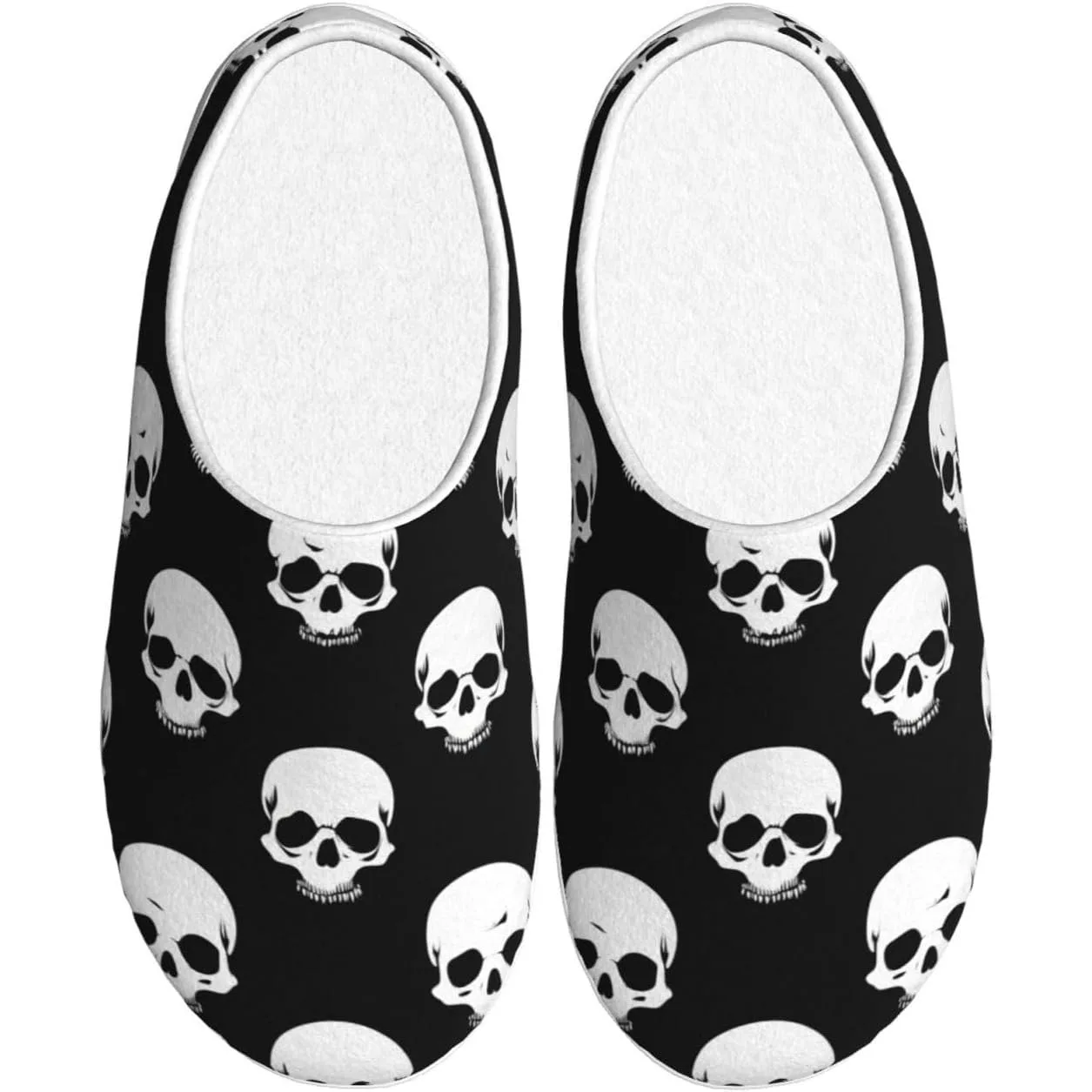 

Skull White Women’s Cozy Slippers Soft Cotton Indoor & Outdoor House Slippers With Anti-Slip Sole
